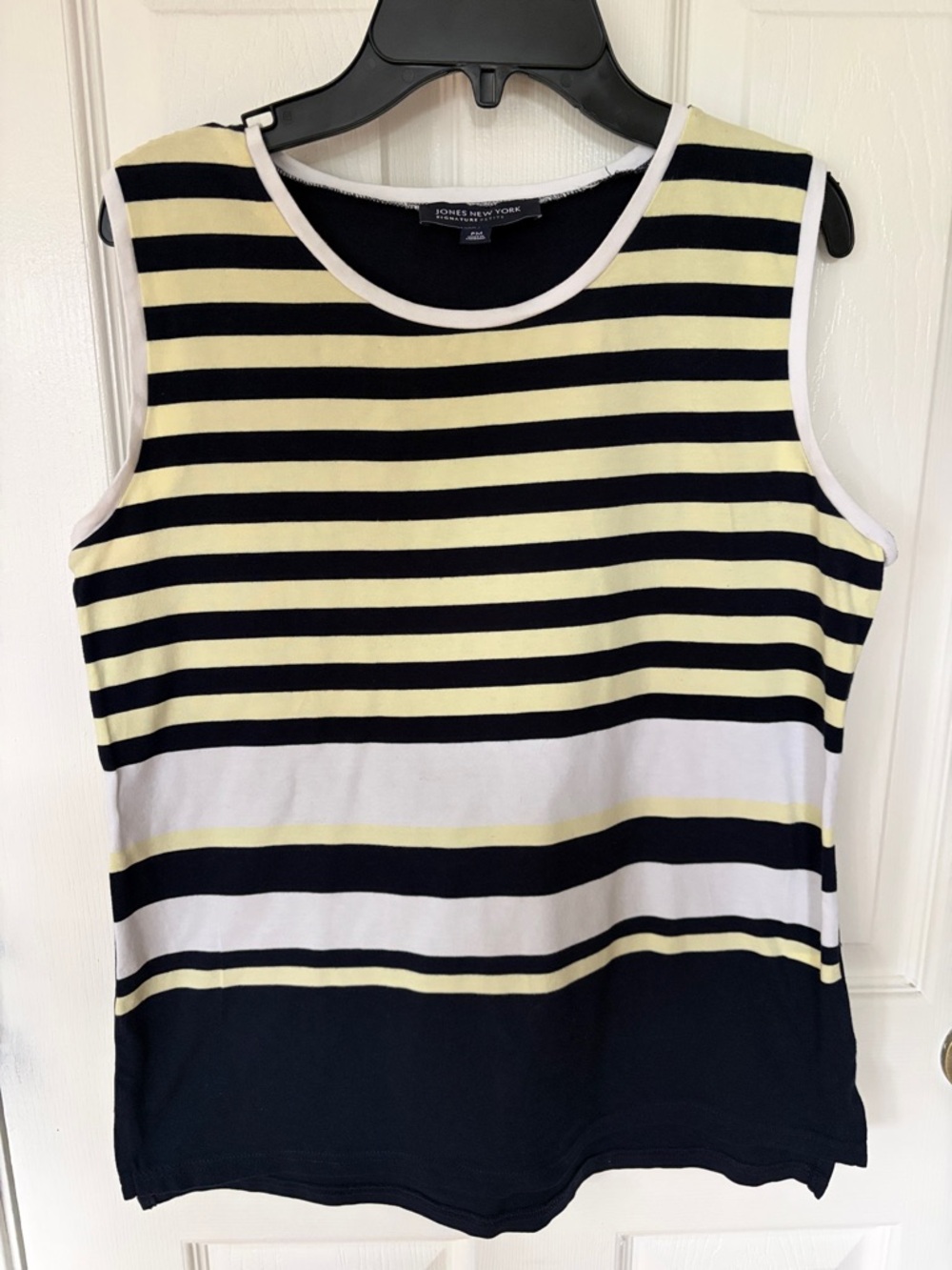 Jones New York Navy, Yellow & White Striped Sleeveless Tank
